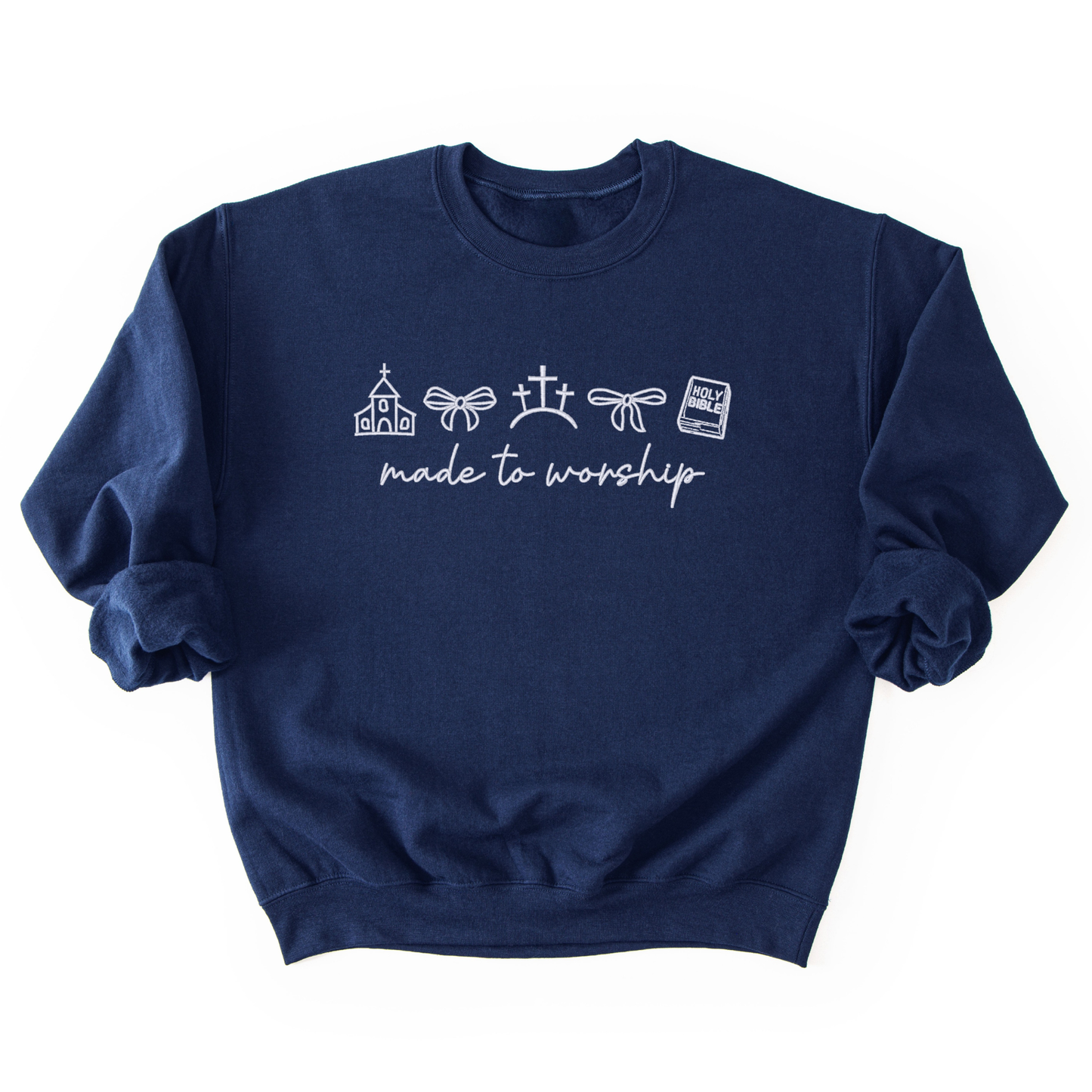 Made to Worship Embroidered Crewneck Sweatshirt