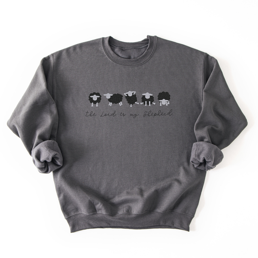 The Lord Is My Shepard Sheep Embroidered Crewneck Sweatshirt