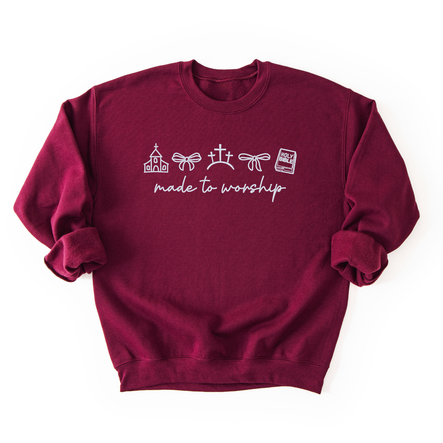 Made to Worship Embroidered Crewneck Sweatshirt