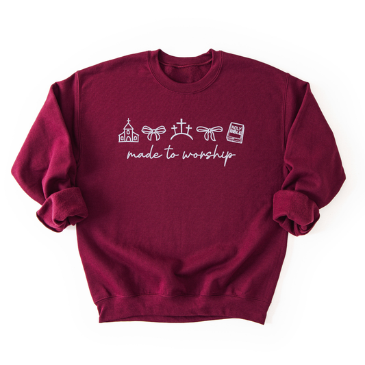 Made to Worship Embroidered Crewneck Sweatshirt