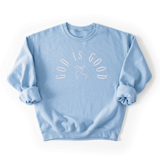 God Is Good Embroidered Crewneck Sweatshirt