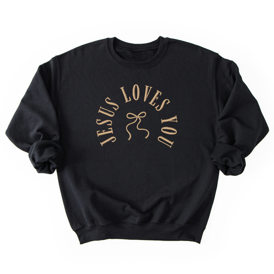 Jesus Loves You Embroidered Crewneck Sweatshirt